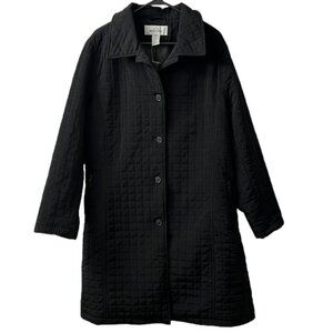 Willow Lane Black Quilted Long Warm Winter Coat NWOT Women's Plus 1X